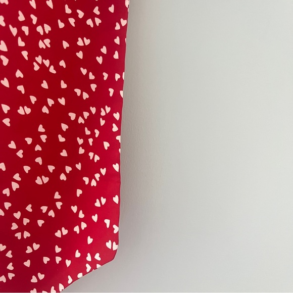 Long Thin Red White Heart Print Scarf Colorful Bag Tie Valentines Day Romantic - Picture 3 of 5